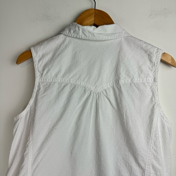 Levi’s Womens Pearl Snap Button Down Top Large Western White Swiss Dot Cotton - Picture 11 of 16